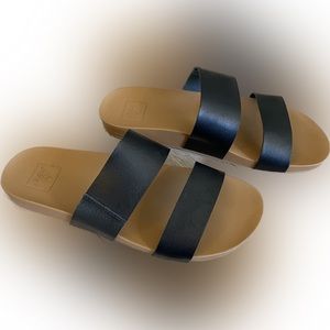 Reef Black Slide Sandals, Size 7
